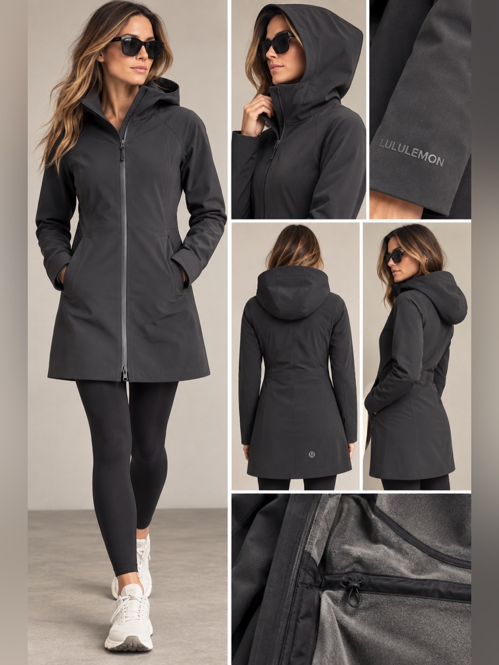 Lululemon RepelShell Rain Jacket Black Long Hooded Coat Size 4 Waterproof